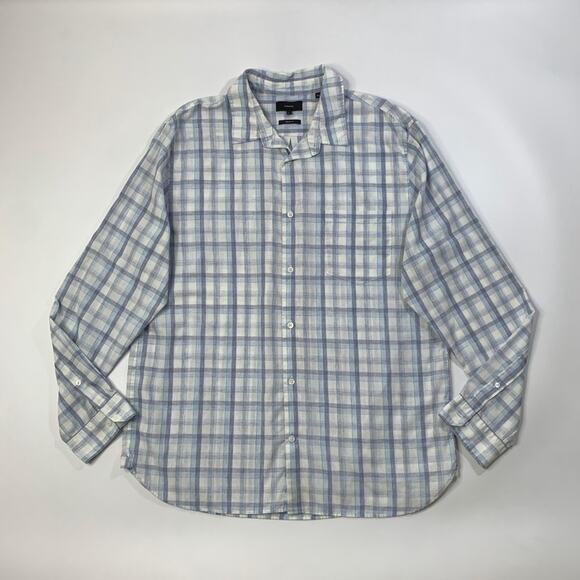 Vince Shirt Mens XL Extra Large Classic Fit Long Sleeve Lightweight Linen Blend - Picture 2 of 11